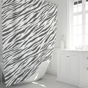 Grey and White Zebra Stripes Pattern Shower Curtain