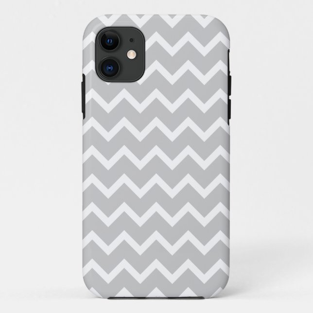 Grey and White Zigzag Stripes. Case-Mate iPhone Case (Back)