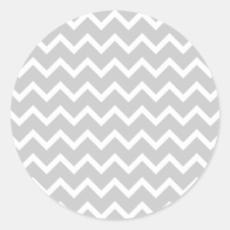 Grey and White Zigzag Stripes. Classic Round Sticker