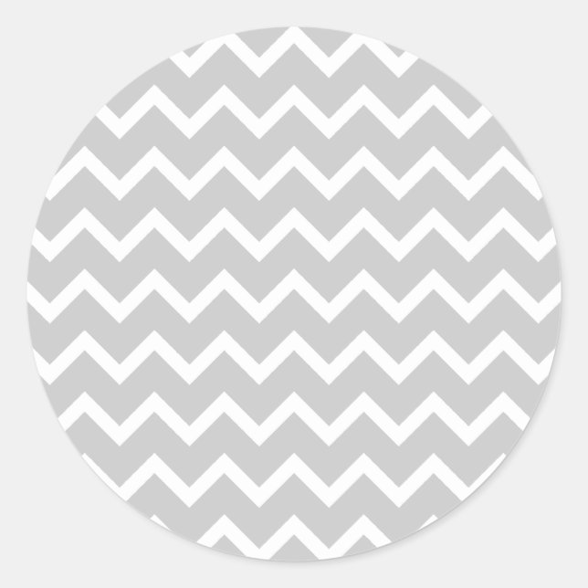 Grey and White Zigzag Stripes. Classic Round Sticker (Front)