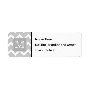 Grey and White Zigzags with Custom Monogram. Return Address Label