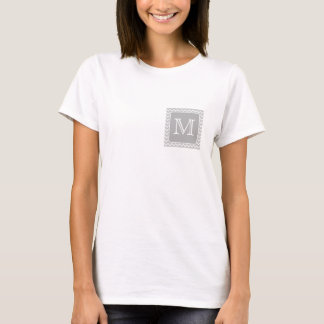 Grey and White Zigzags with Custom Monogram. T-Shirt