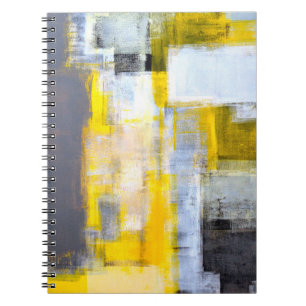 Grey and Yellow Abstract Art Paintingabstract,art, Notebook