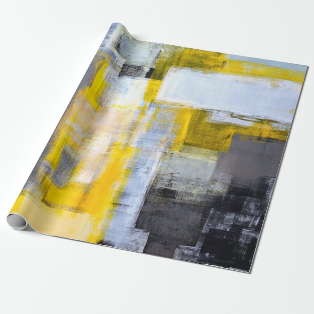 Grey and Yellow Abstract Art Paintingabstract,art, Wrapping Paper (Unrolled)