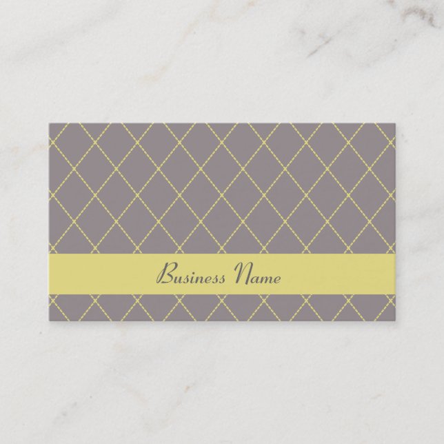 Grey and Yellow Argyle Business Cards (Front)