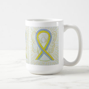 Grey and Yellow Awareness Ribbon Angel Art Mug