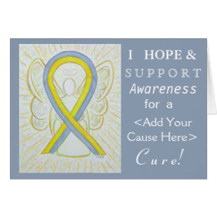 Grey and Yellow Awareness Ribbon Angel Cause Cards