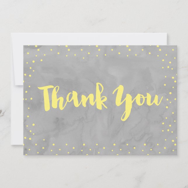 Grey and Yellow Baby Shower | Thank You Card (Front)
