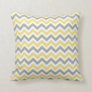 Grey and Yellow Chevron Pattern Pillow