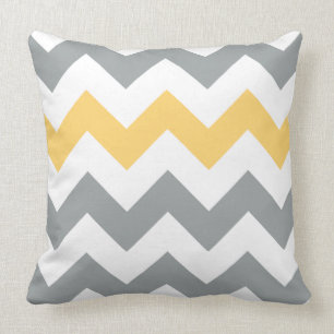 Grey and Yellow Chevron Pillow