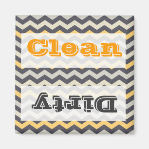 Grey and Yellow Chevron Stripe Zig Zag Kitchen Set Magnet