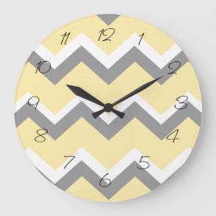 Grey and Yellow Chevron Wall Clock