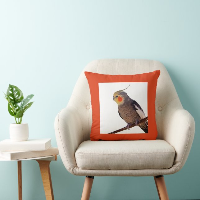 Grey and Yellow Cockatiel Pet Bird Colour Photo Cushion (Chair)