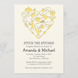 Grey And Yellow Couples Shower   Stock the Kitchen Invitation