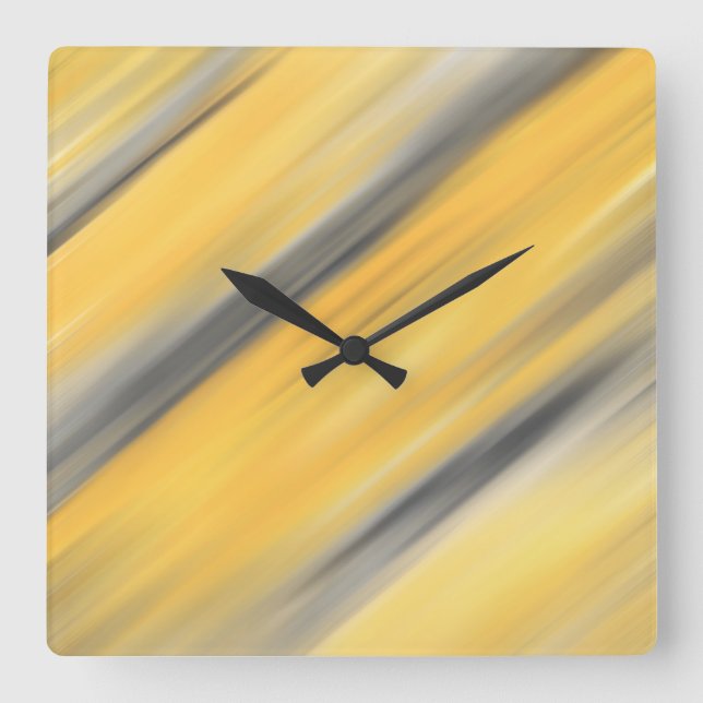 Grey and Yellow Diagonal Abstract Square Wall Clock (Front)