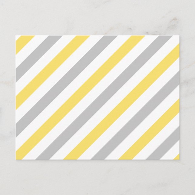 Grey and Yellow Diagonal Stripes Pattern Postcard (Front)
