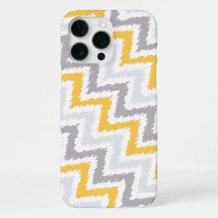 Grey and Yellow Diagonal Zigzag Ikat Pattern iPhone Case