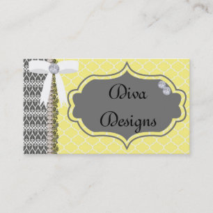Grey and Yellow Diva Business Card