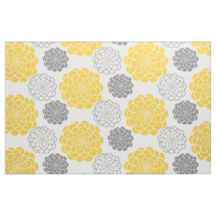 Grey and Yellow Flowers Fabric