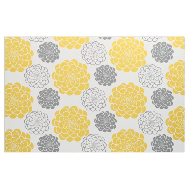 Grey and Yellow Flowers Fabric (Fat Quarter)