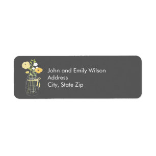 Grey and Yellow Mason Jar Return Address Labels