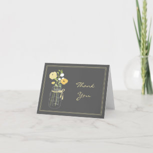 Grey and Yellow Mason Jar Thank You Cards