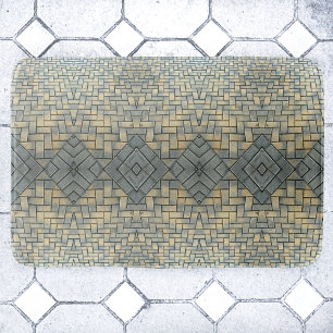 Grey and Yellow Mosaic Brick Bath Mat