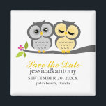 Grey and Yellow Owls Wedding Magnet<br><div class="desc">Custom magnets featuring an adorable couple of owls perched on a tree branch can be used as save the date announcements,  favours,  bridesmaid gifts,  etc. Perfect for weddings,  bridal showers,  bachelorette parties,  anniversary parties,  valentines day,  etc. More colour choices available in our store.</div>