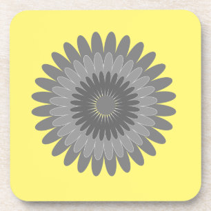 grey and yellow print, coaster