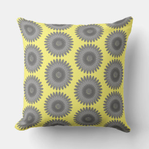 grey and yellow print, cushion