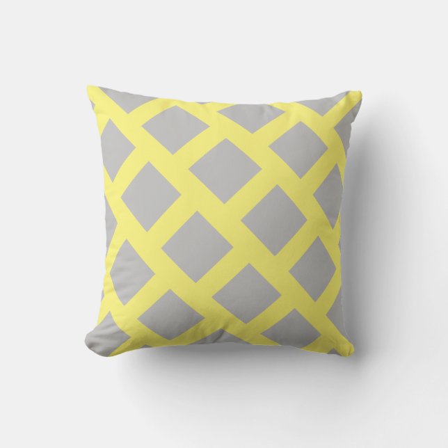 grey and yellow print, cushion (Front)