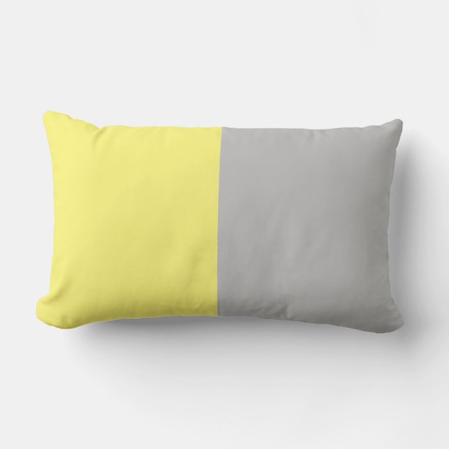 grey and yellow print, lumbar cushion (Front)