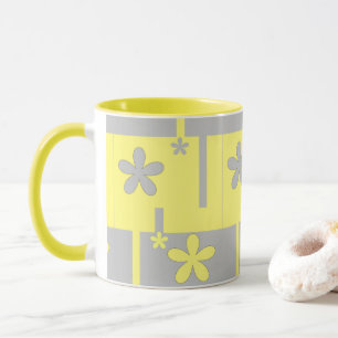 grey and yellow print, mug