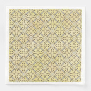 Grey and Yellow Scrolled Diamond Pattern Napkin