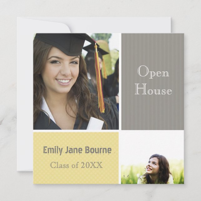 Grey and Yellow Senior Pictures Class of 2012 Announcement (Front)