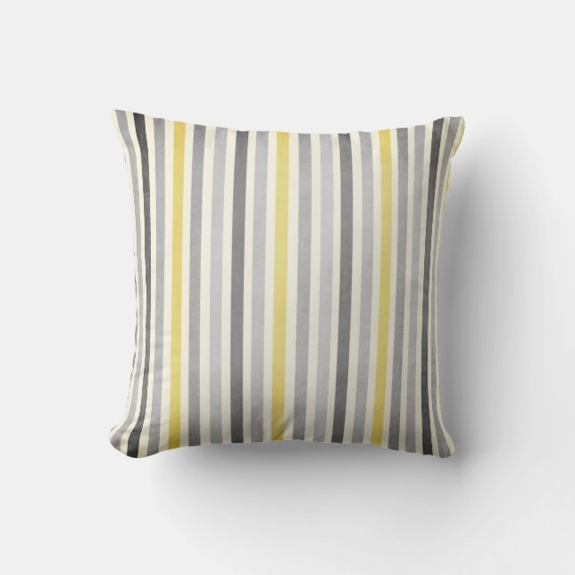 Grey and Yellow Stripes Cushion (Front)