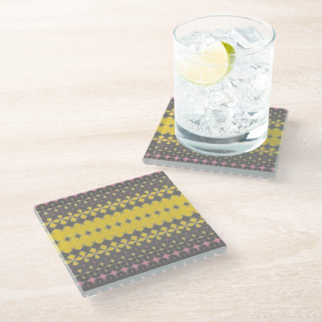Grey and Yellow Stylish Coaster (Angled)