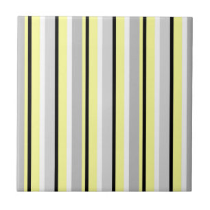 Grey and Yellow Stylish Striped Ceramic Tile