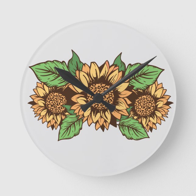 Grey and Yellow Sunflower Clock (Front)