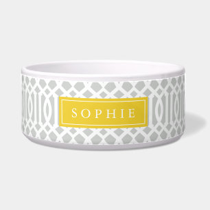 Grey and Yellow Trellis Monogram