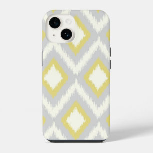 Grey and Yellow Tribal Ikat Chevron iPhone 14 Case