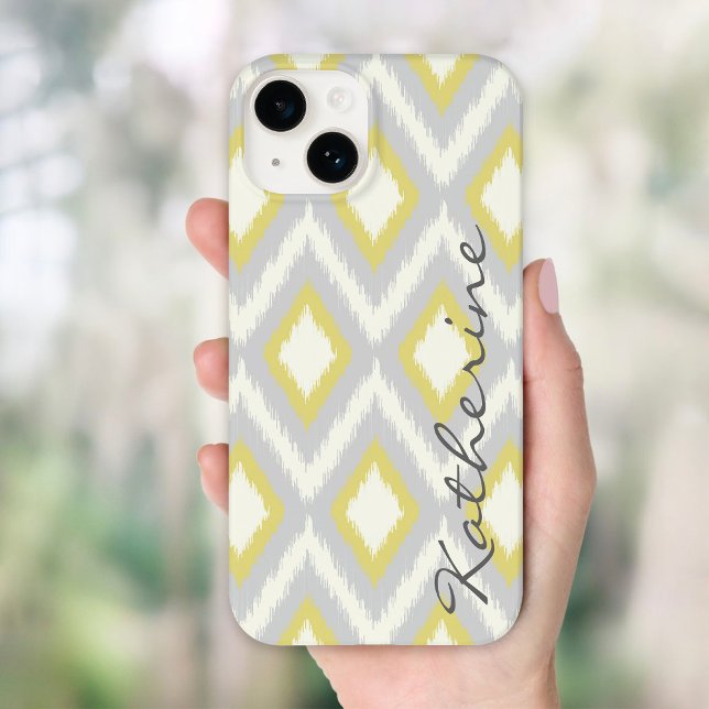 Grey and Yellow Tribal Ikat Chevron Monogram Case-Mate iPhone Case (Creator Uploaded)