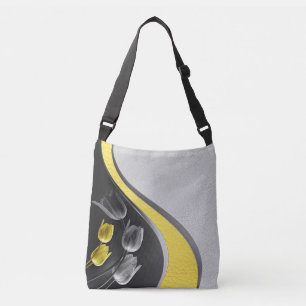 Grey and yellow tulips flower 2021 colours crossbody bag
