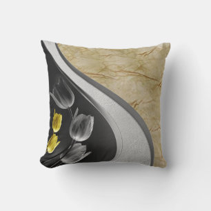 Grey and yellow tulips flower 2021 colours cushion