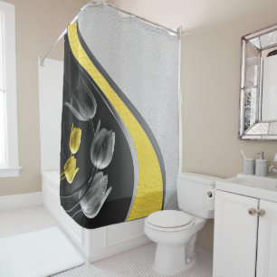 Grey and yellow tulips flower 2021 colours shower curtain