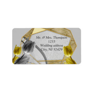 Grey and Yellow tulips on texture Label