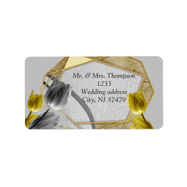 Grey and Yellow tulips on texture Label (Front)