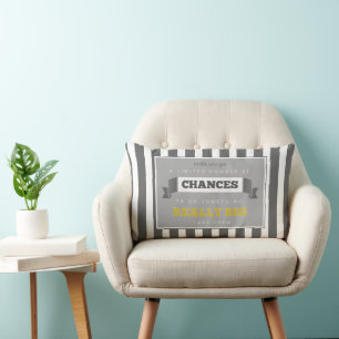 Grey and Yellow Vintage Modern Inspirational Quote Lumbar Cushion