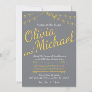 Grey and Yellow Wedding Invitation with Lights