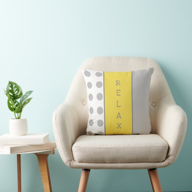 Grey and yellow with polka dots and stripes relax cushion (Chair)